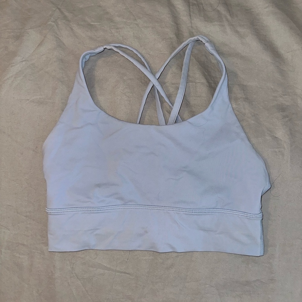 Lululemon Energy Bra, Size 2, Pastel Light Blue, Medium Support